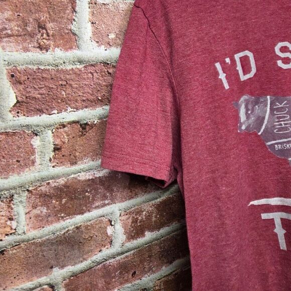 I'D SMOKE THAT Meme T-Shirt Large Heather Red Funny BBQ Graphic Crew Neck - Picture 2 of 6